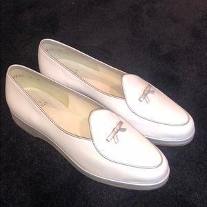 NEW Stuart Weitzman White&silv leather loafer